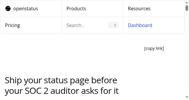 Screenshot of openstatus.dev