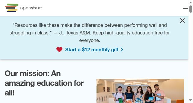Screenshot of openstax.org
