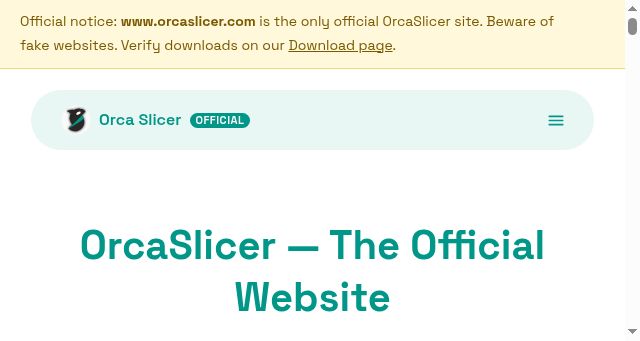Screenshot of orcaslicer.com