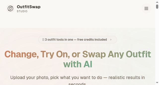Screenshot of outfitswapstudio.com