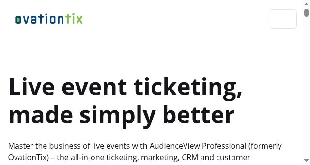 Screenshot of ovationtix.com
