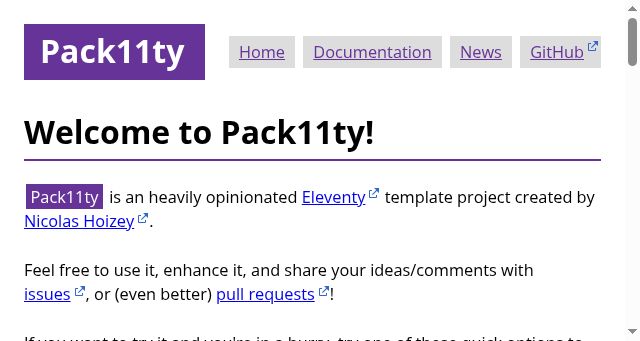Screenshot of pack11ty.dev