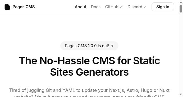 Screenshot of pagescms.org