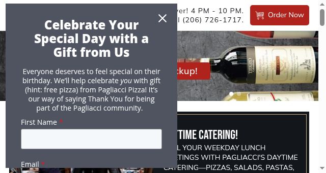 Screenshot of pagliacci.com