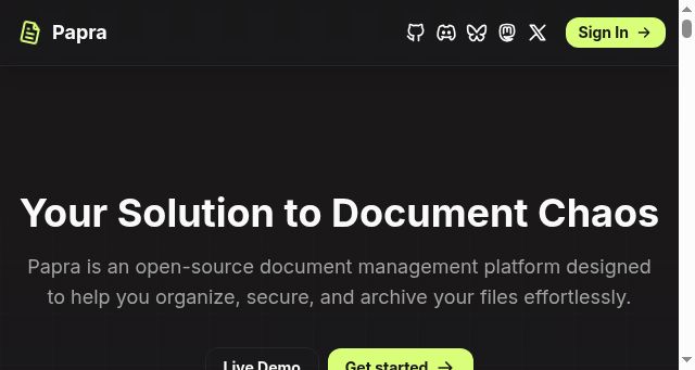 Screenshot of papra.app