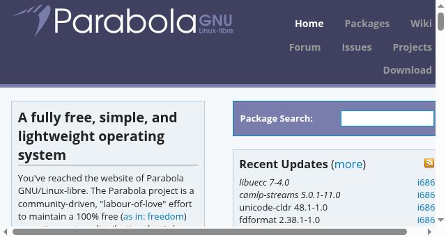 Screenshot of parabola.nu