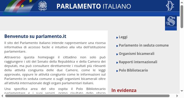 Screenshot of parlamento.it