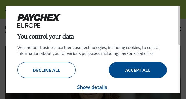Screenshot of paychex.eu