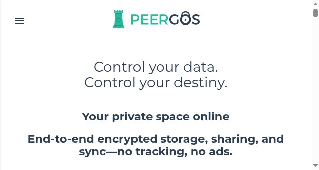 Screenshot of peergos.org