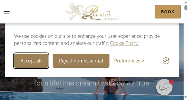 Screenshot of pegasussuites.com