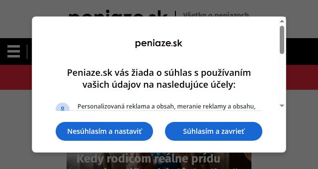 Screenshot of peniaze.sk