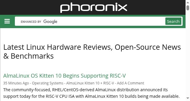 Screenshot of phoronix.com