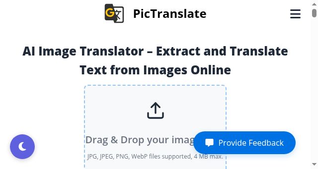 Screenshot of pictranslate.net