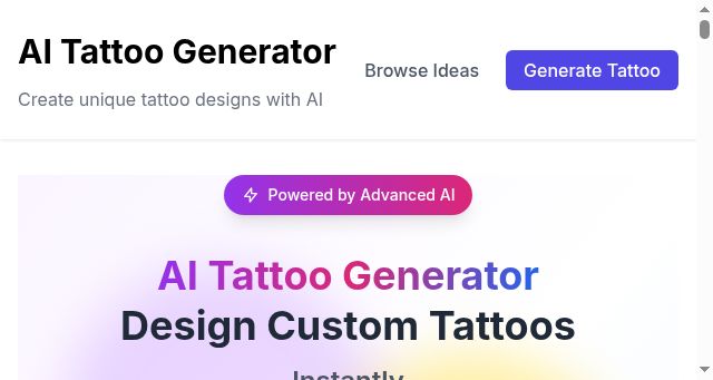 Screenshot of picturetattoos.com