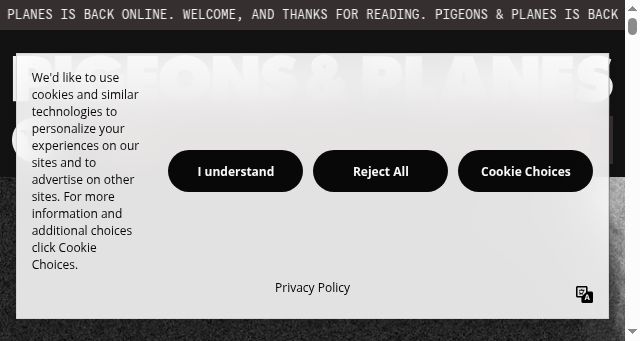 Screenshot of pigeonsandplanes.com