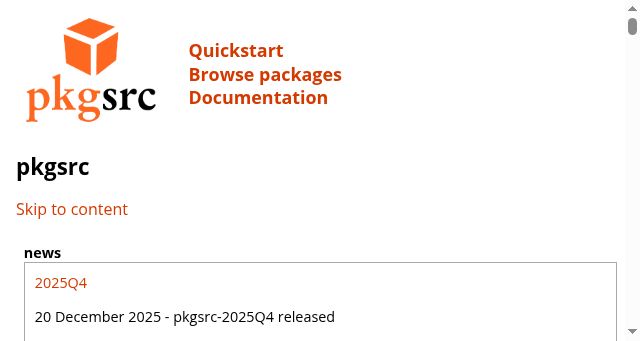 Screenshot of pkgsrc.org