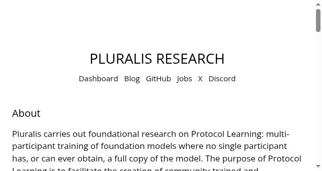 Screenshot of pluralis.ai