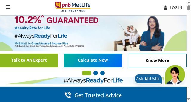Screenshot of pnbmetlife.com