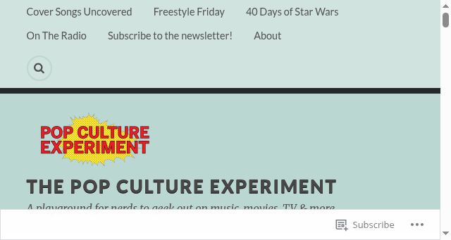 Screenshot of popcultureexperiment.com