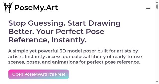Screenshot of posemy.art
