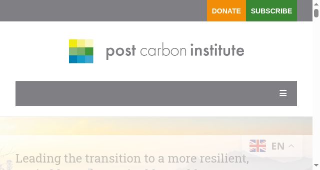 Screenshot of postcarbon.org