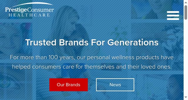 Screenshot of prestigebrands.com