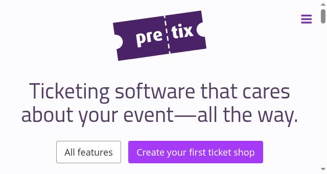 Screenshot of pretix.eu