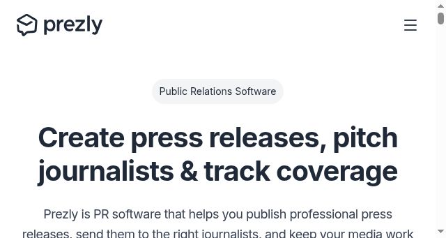 Screenshot of prezly.com
