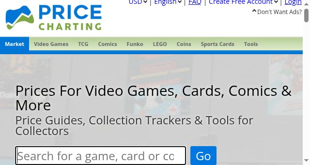 Screenshot of pricecharting.com