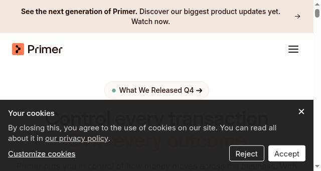 Screenshot of primer.io