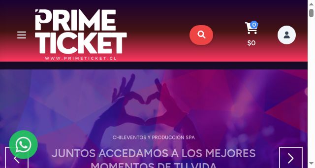 Screenshot of primeticket.cl