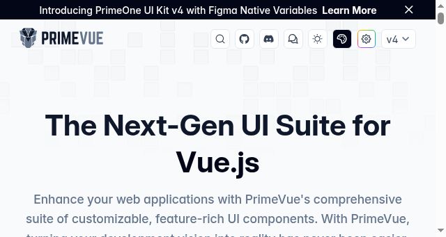 Screenshot of primevue.org