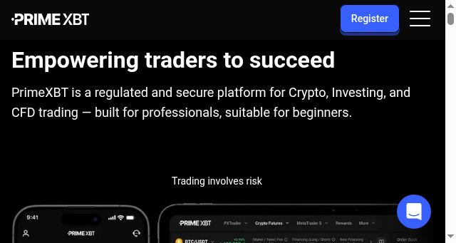 Screenshot of primexbt.com