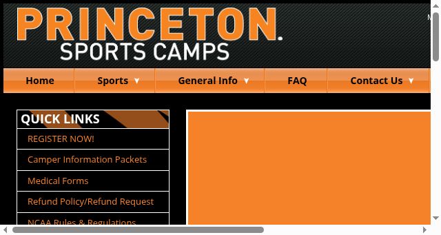 Screenshot of princetonsportscamps.com