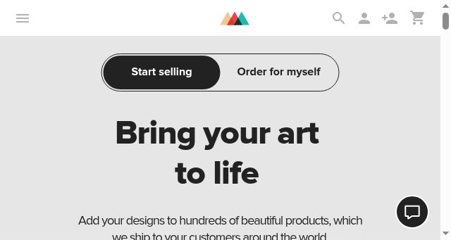 Screenshot of printful.com