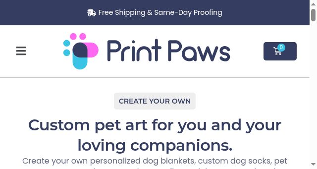Screenshot of printpaws.com