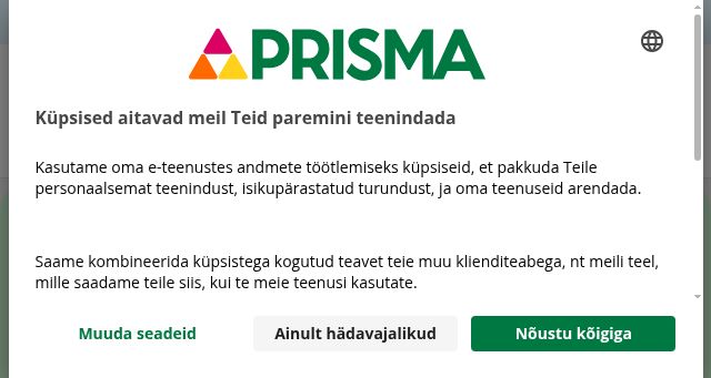 Screenshot of prismamarket.ee