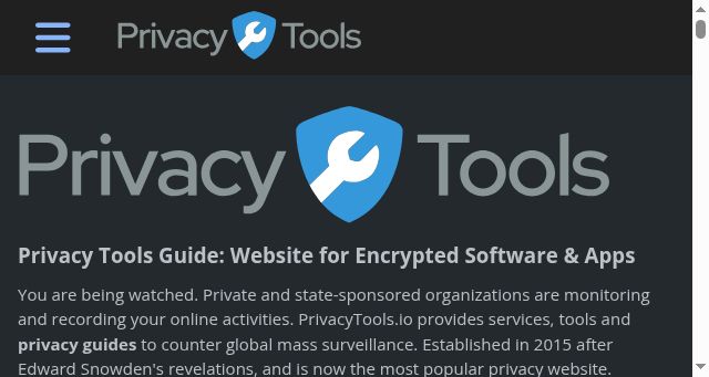 Screenshot of privacytools.io