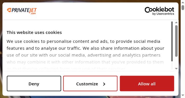 Screenshot of privatejet.com