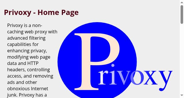 Screenshot of privoxy.org