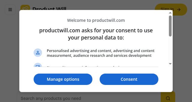 Screenshot of productwill.com