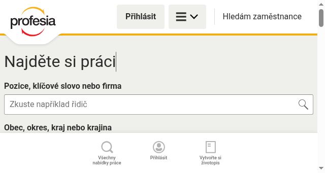 Screenshot of profesia.cz