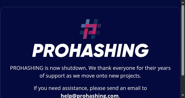 Screenshot of prohashing.com