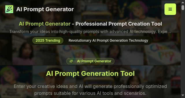 Screenshot of prompt-generator.art