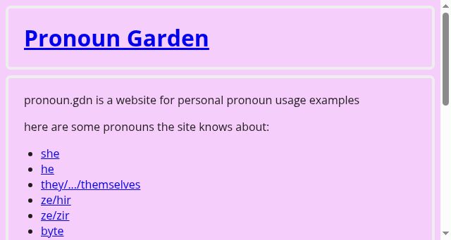 Screenshot of pronoun.gdn