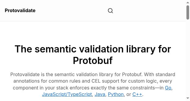 Screenshot of protovalidate.com