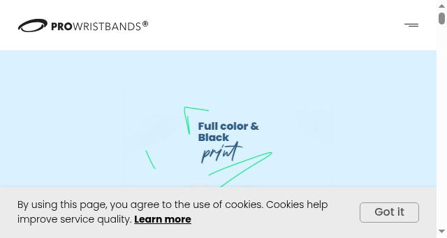 Screenshot of prowristbands.eu