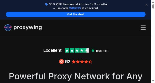 Screenshot of proxywing.com