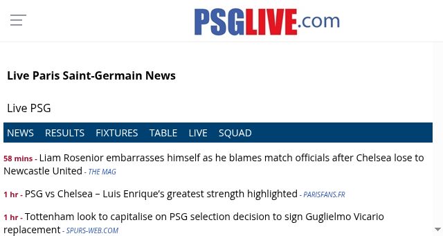 Screenshot of psglive.com