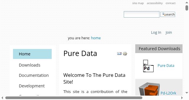 Screenshot of puredata.info